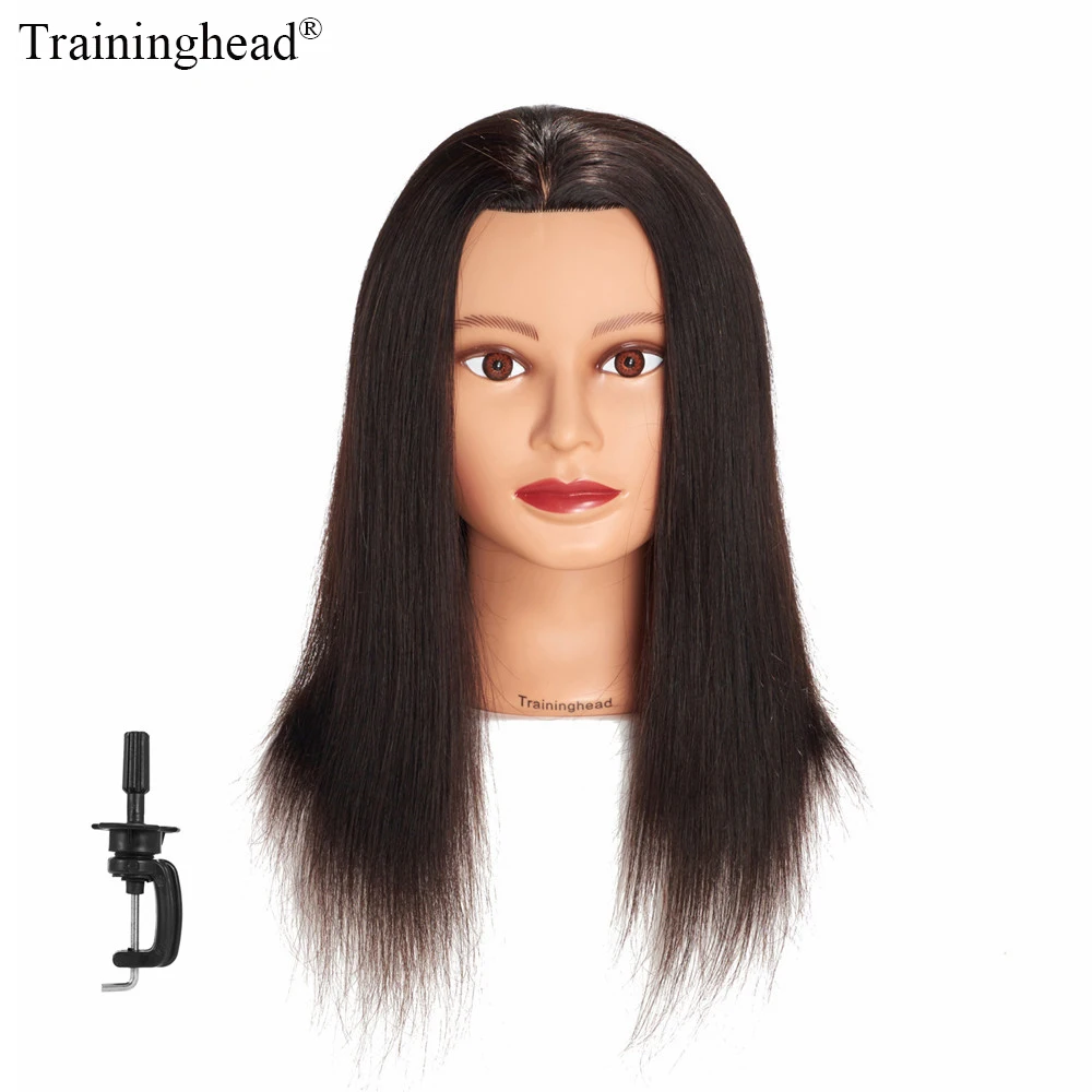 

Traininghead 20-22'' Human Hair Mannequin Head For Eyelash Hair Hairdressing Training Head Salon Mannequin Head Practice Model