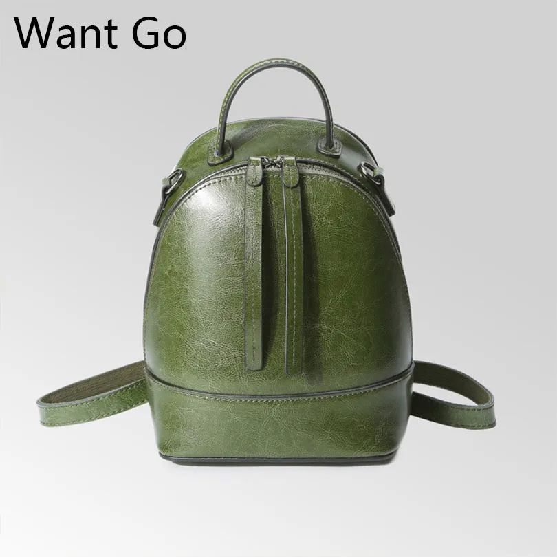 

Want Go Solid Color Girls Small Backpack Genuine Leather Women Casual Daypack Fashion Ladies Shopping Backapck New Style Daypack