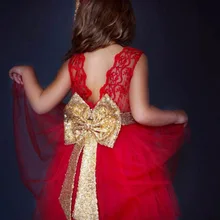 Нарядное платье для маленьких девочек; красные платья для маленьких девочек; От 1 до 6 лет платье принцессы с золотым бантом для вечеринки; платье-пачка для выпускного бала; платье на Рождество и день рождения