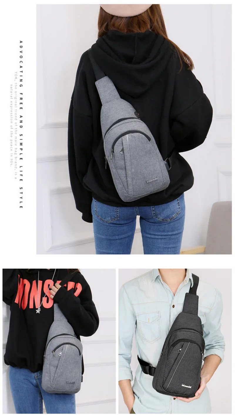 USB Charging Men Backpack Canvas Anti Theft Teenager Chest Bag Women Headphone Hole Casual Shoulder Bag Sac A Dos Homme BP0222 (21)