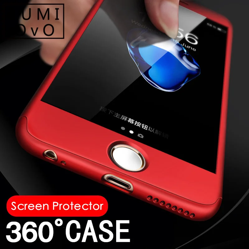

Luxury 360 Degree Phone Case for iPhone 5 5S SE 6 6S 7 8 Plus Fundas Plastic Full Cover for iPhone X XR XS Max Cases with Glass