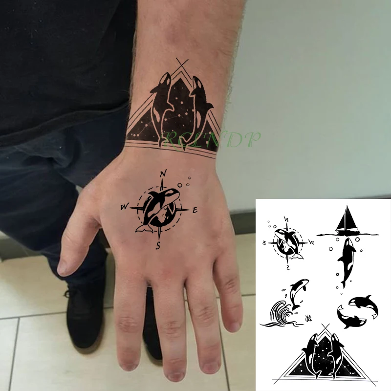 Водостойкая временная татуировка наклейка треугольная линия группа поддельные тату личность флэш-тату Талия рука ноги Тато для девушек женщин мужчин