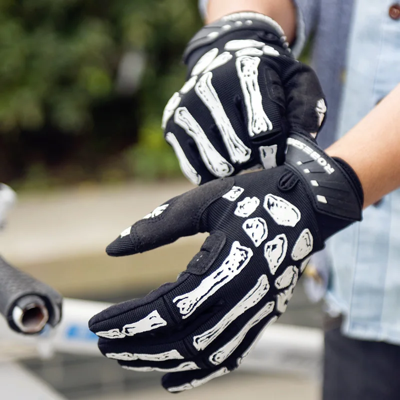 

ROBESBON 2018 Bike Bicycle Gloves Full Finger Winter Bone Skeleton Hunting Riding Cycling Sports Glove Luva Guantes Ciclismo
