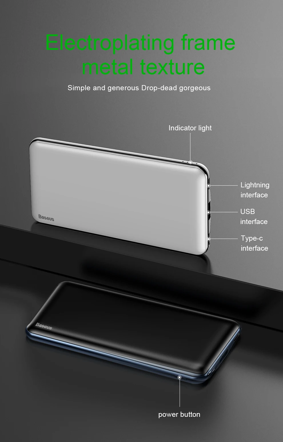 Baseus 10000 мАч Внешний аккумулятор для iPhone Xiaomi тонкий USB C PD Быстрая зарядка внешний аккумулятор портативное Внешнее зарядное устройство повербанк