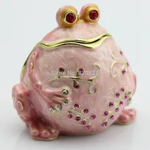 Розовая Круглая лягушка, украшенная драгоценными камнями, коллекционная инкрустированная Ювелирная шкатулка