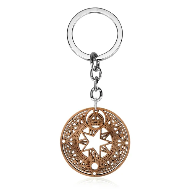 Anime Jewelry Card Captor Sakura Kinomoto Star Wand Key Keychain Fashion Creative Trinket Key Chains Bags Keyring E copper red