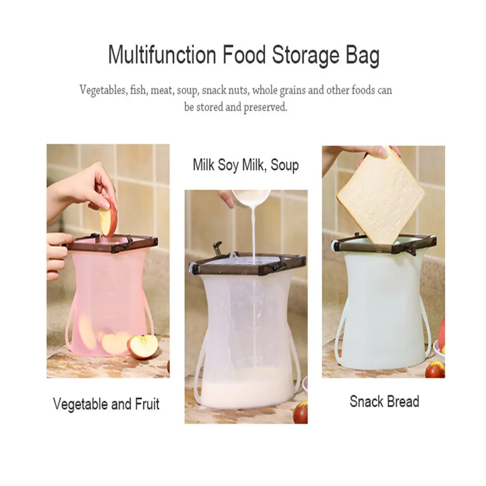 Многоразовые силиконовые пакеты для свежих продуктов, герметичные пакеты для хранения, пакет для холодильника, контейнеры для хранения фруктов, мяса, молока, кухонные инструменты Ziplock