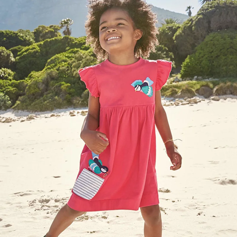 Baby Girl Summer Dress Petal Sleeve Cotton A Line Embroidered Kids