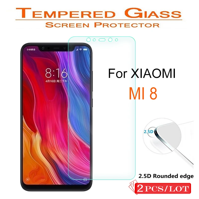 2PCS Ultra Clear Toughened Screen Protector Galss for Xiaomi Mi 8 Tempered Glass Film case For Mi8 glass | Мобильные телефоны и