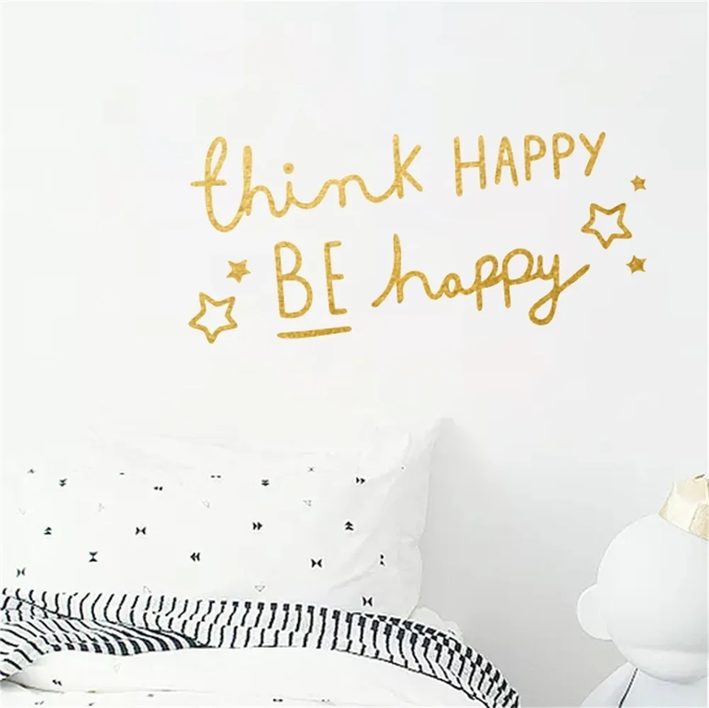 

Think Happy Be Happy Quotes Wall Stickers For Living Room Bedroom Home Decor Decal Wall Mural Stickers Wallpaper