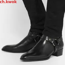 Желтый Wyatt ботильоны в западном стиле Стиль черный кожаный Motorcylcle сапоги Для мужчин нежный Для мужчин обувь осень-зима Для мужчин s ботинки martin