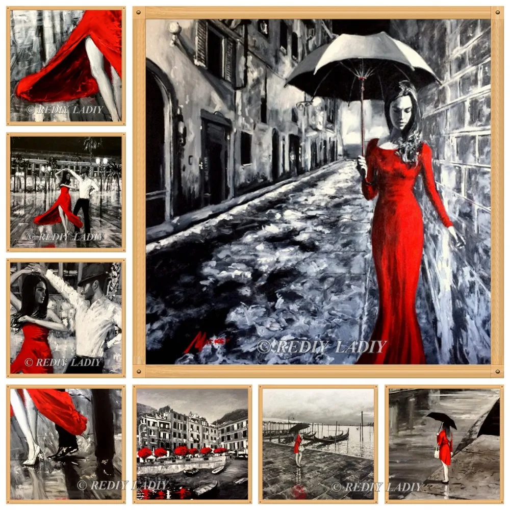 REDIY LADIY Diamond Painting Fashion Girl Red Dress 5D Diamond Embroidery Crystal Diamond Mosaic Kits Handmade Hobby and Crafts