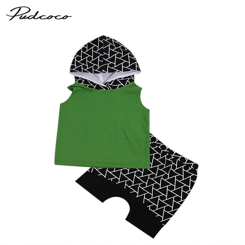 

2pcs!!Summer Cute Baby Girls Boys Clothes Sleeveless Hooded Tops+Harem Shorts 2pcs Outfit Clothes Set