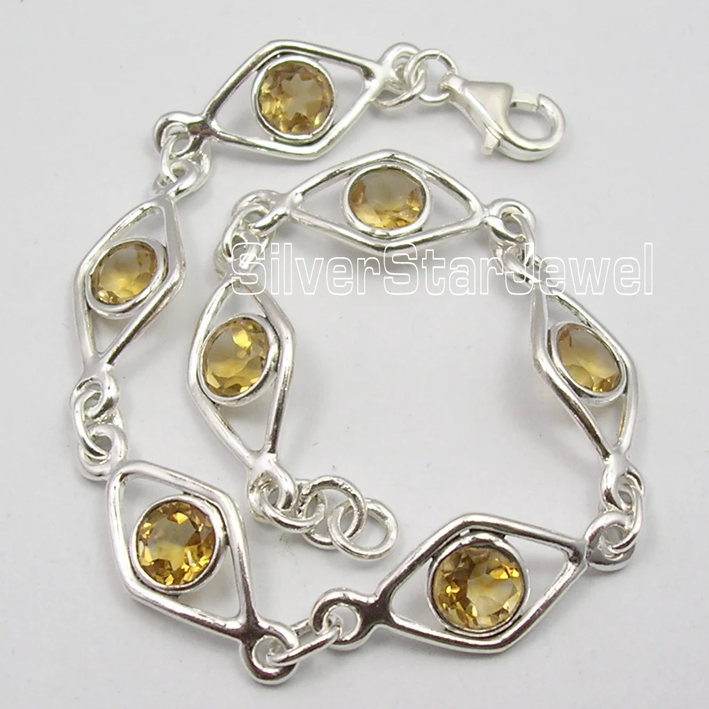 Chanti International . Solid Silver Authentic YELLOW Citrines DECO Bracelet 7 5/8 Inches ONLINE BUY Chanti International . Solid Silver Authentic YELLOW Citrines DECO Bracelet 7 5/8 Inches ONLINE BUY