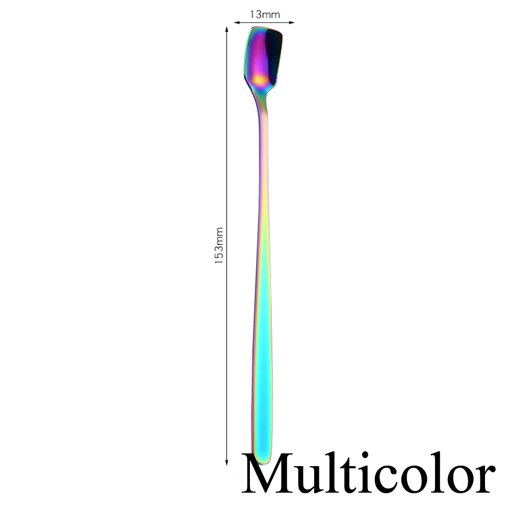 1 шт. Радужное мороженое нержавеющая сталь для ложек с длинной ручкой кружка для напитков ложка ложки для чая и кофе посуда DIY кухонные принадлежности - Цвет: Многоцветный
