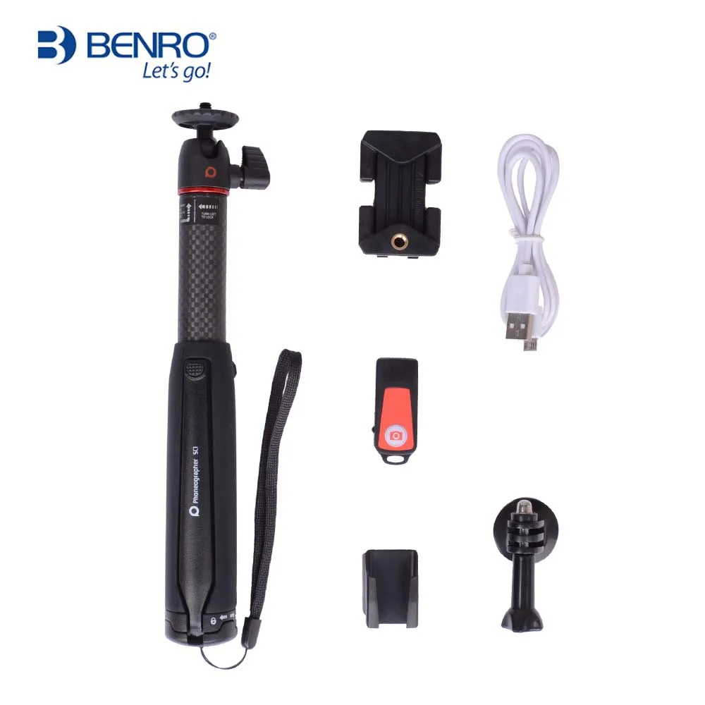 Беспроводная Bluetooth селфи палка BENRO SC1 из углеродного волокна Гибкий Настольный