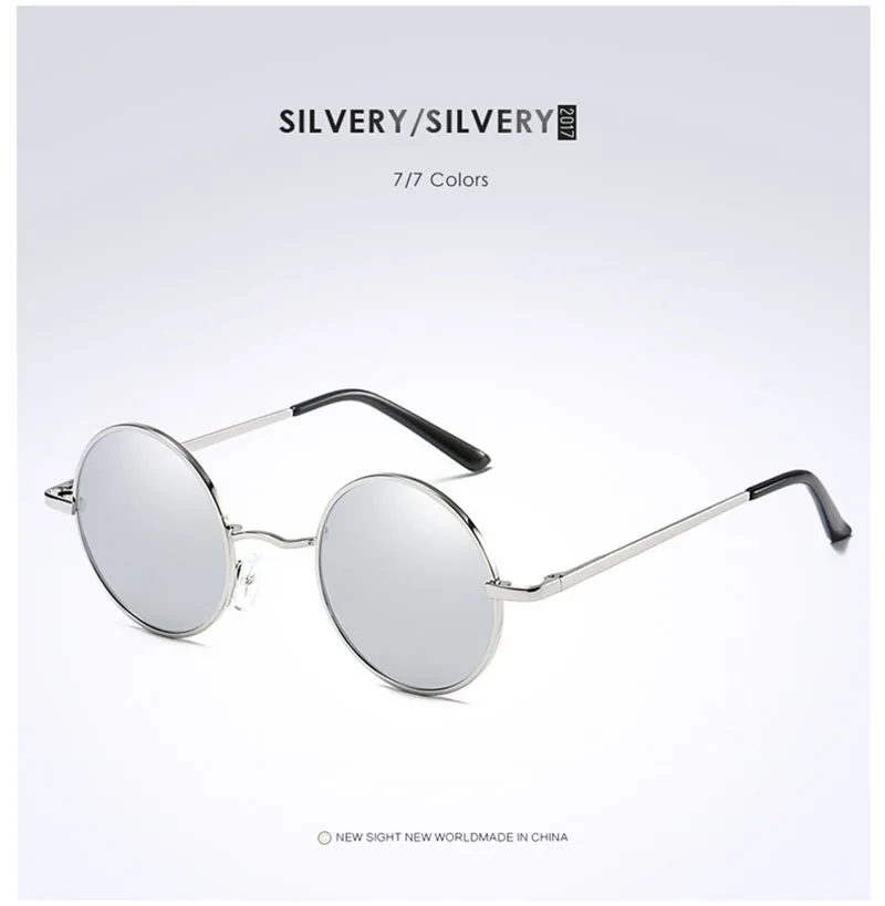 Трендовые Модные поляризованные солнцезащитные очки для мужчин и женщин, классические винтажные круглые солнцезащитные очки, металлическая оправа, очки для вождения UV400 - Цвет линз: Silver Mirror