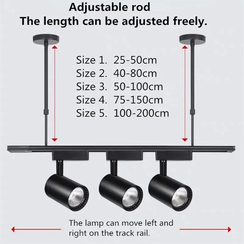 Track Lighting Spotlights Suspension Accessories Adjustable Long Rod Ceiling Tracking Mounted Extension Tube 20-200cm Rails Track Lighting - AliExpress