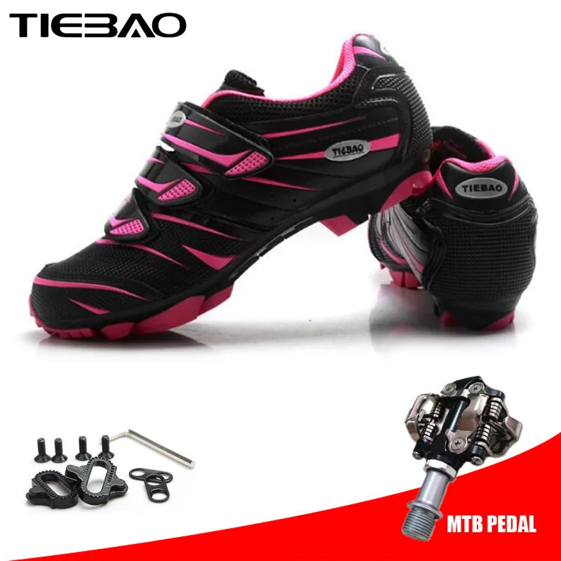 

TIEBAO MTB cycling shoes women add SPD Pedal bicycle shoes racing mountain bike sneakers professional self-locking breathable