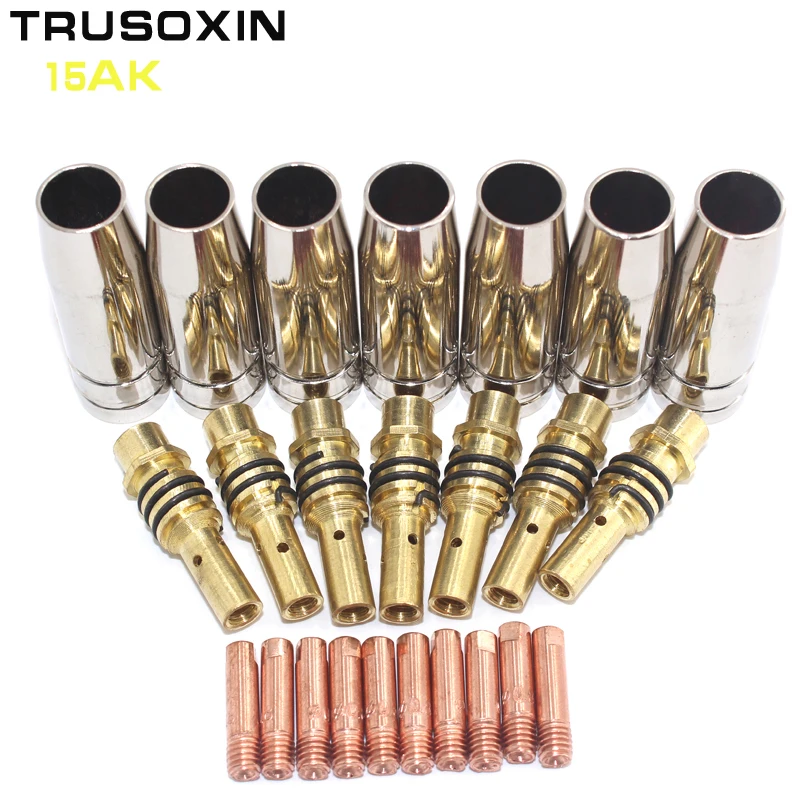 30pcs 15AK Binzel torch/gun consumables electrode and Stainless steel protective cover and link rod tips for MIG welding machine 30pcs 15AK Binzel torch/gun consumables electrode and Stainless steel protective cover and link rod tips for MIG welding machine