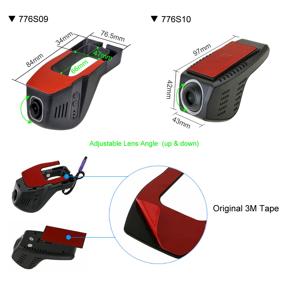 SINOSMART Novatek 96658 SONY IMX323 Универсальный Wifi DVR для Toyota/Chevrolet/Ford/Nissan/hyundai регулируемый угол управления с помощью приложения