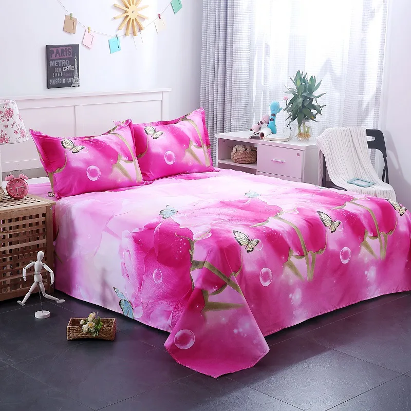 3D Bedding Sheet Pillow Case Cover Set Flower Rose Lily Peacock Animal For Single Double Twin King Bed Home Textile Hot Sale