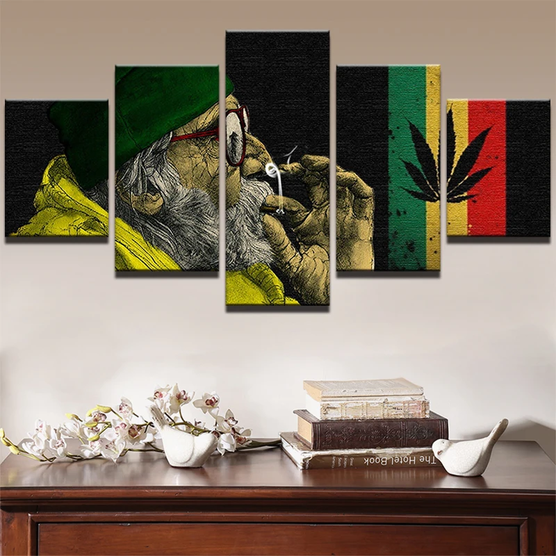 

Modern Wall Art Canvas Prints Picture 5 Panel Weed Smoke Cloud Landscape Canvas Painting Modular Painting Decor Picture
