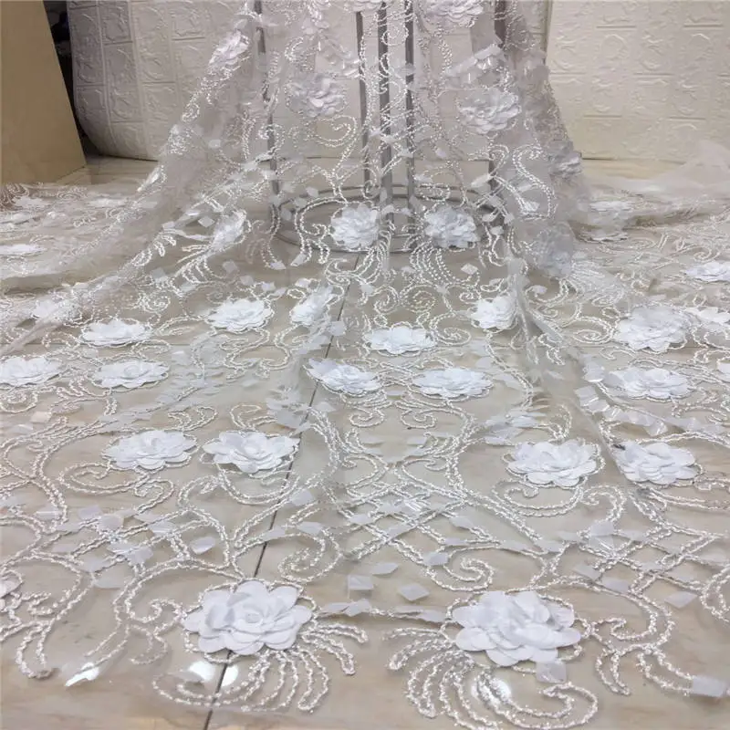3D цветок кружевная ткань с вышивкой, новинка нигерийское кружево ткани бусины, роскошная кружевная ткань сиреневое кружево для свадебных платьев