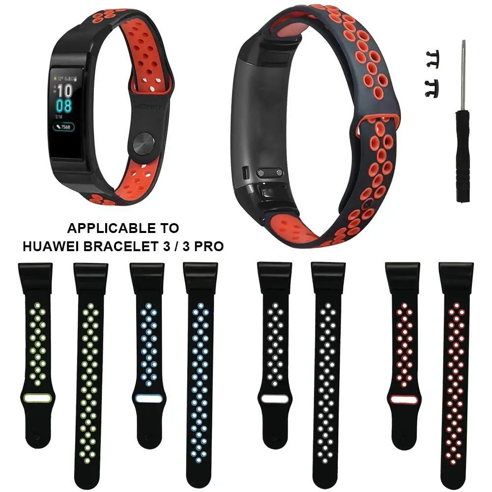 

Two color Silicone Watch Strap Breathable Comfortable Buckle Replacement Wristband For Huawei Bracelet 3 3 Pro