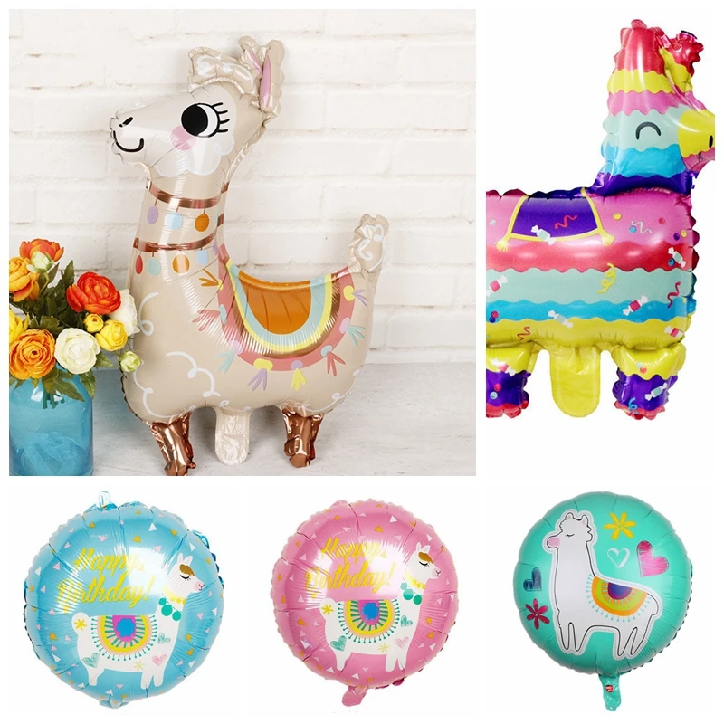 

5pcs 40*24cm Llama Foil Balloons 18inch cartoon animal alpaca unicorn ballons Birthday Party Decorations Kids wedding Globos toy