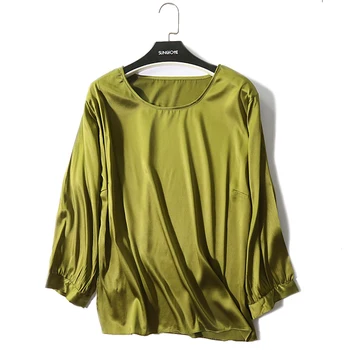 

European Station High-grade Silk Satin Silk Women Summer T-shirt Mulberry Silk Sleeve Top 2019