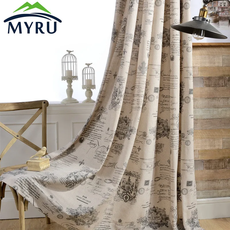 

MYRU Modern Scenery Style Cotton and Linen Protection Printing Curtain