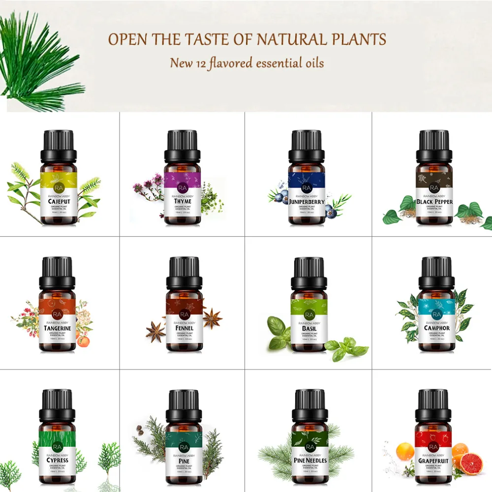 10ml Water-soluble Essential oils for Aromatherapy Diffusers Pure Plant Tangerine Fennel Black Pepper Oil 12 Scents Optional 10ml Water-soluble Essential oils for Aromatherapy Diffusers Pure Plant Tangerine Fennel Black Pepper Oil 12 Scents Optional
