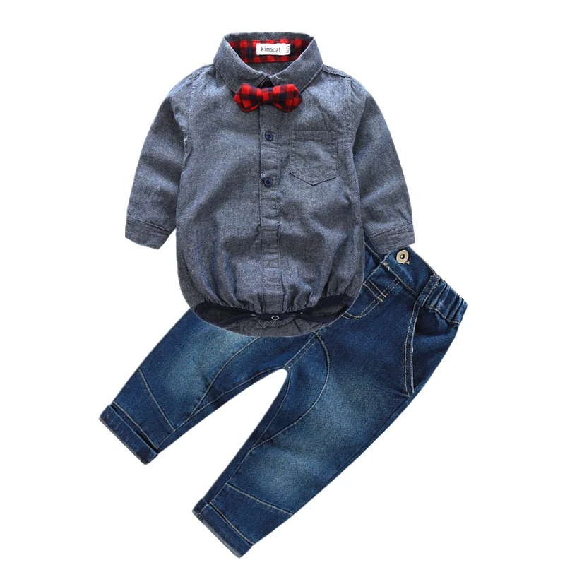 

2016 new born baby boy clothes shirt romper + casual pants strap red bow baby boy fashion clothing set newborn clothes