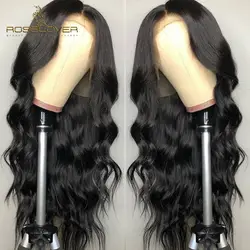 ROSELOVER 13*6 объемная волна Синтетические волосы на кружеве человеческих волос парики для черный Для женщин с ребенком волос бразильского