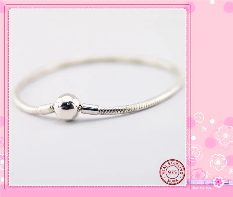 Простой и элегантный популярный 925 Серебряный момент гладкий серебряный круглый застегивающийся браслет-змейка браслеты для женщин ювелирные изделия FLB022