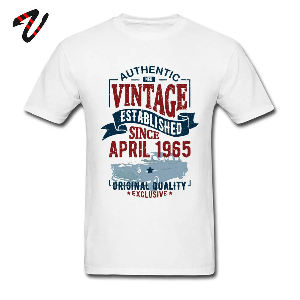 Vintage since april Tshirts Summer Short Sleeve New Design Round Neck 100% Cotton T Shirt Clothing Shirt for Men Summer/Autumn Vintage since april 1965 19493 white