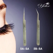 2pcs High Precision Stainless Steel Eyelash Nail Tweezers Set Excellent Closure for Eyelash Extension Tweezer Tools Eyelashes 3D