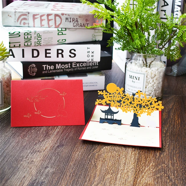 3D Rabbit Flower Pop UP Cards Birthday Gift with envelope sticker laser cut Animal Greeting Cards postcards Mid-Autumn Festival