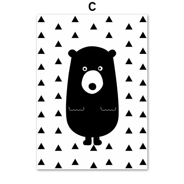 Kartun Singa Anjing Beruang Quote Seni Kanvas Lukisan Nordic