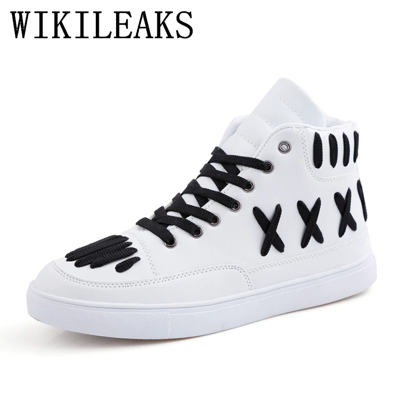 

2019 spring high top street dancing shoes men luxury brand sneakers white designer versio casual shoes hip hop leather shoes men