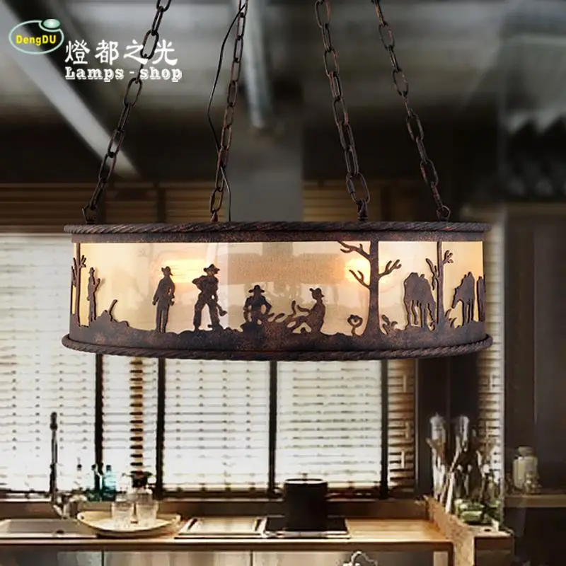 

Loft country garden antique Pendant Lights restaurant living room creative retro old wrought iron bar coffee shop LU80241