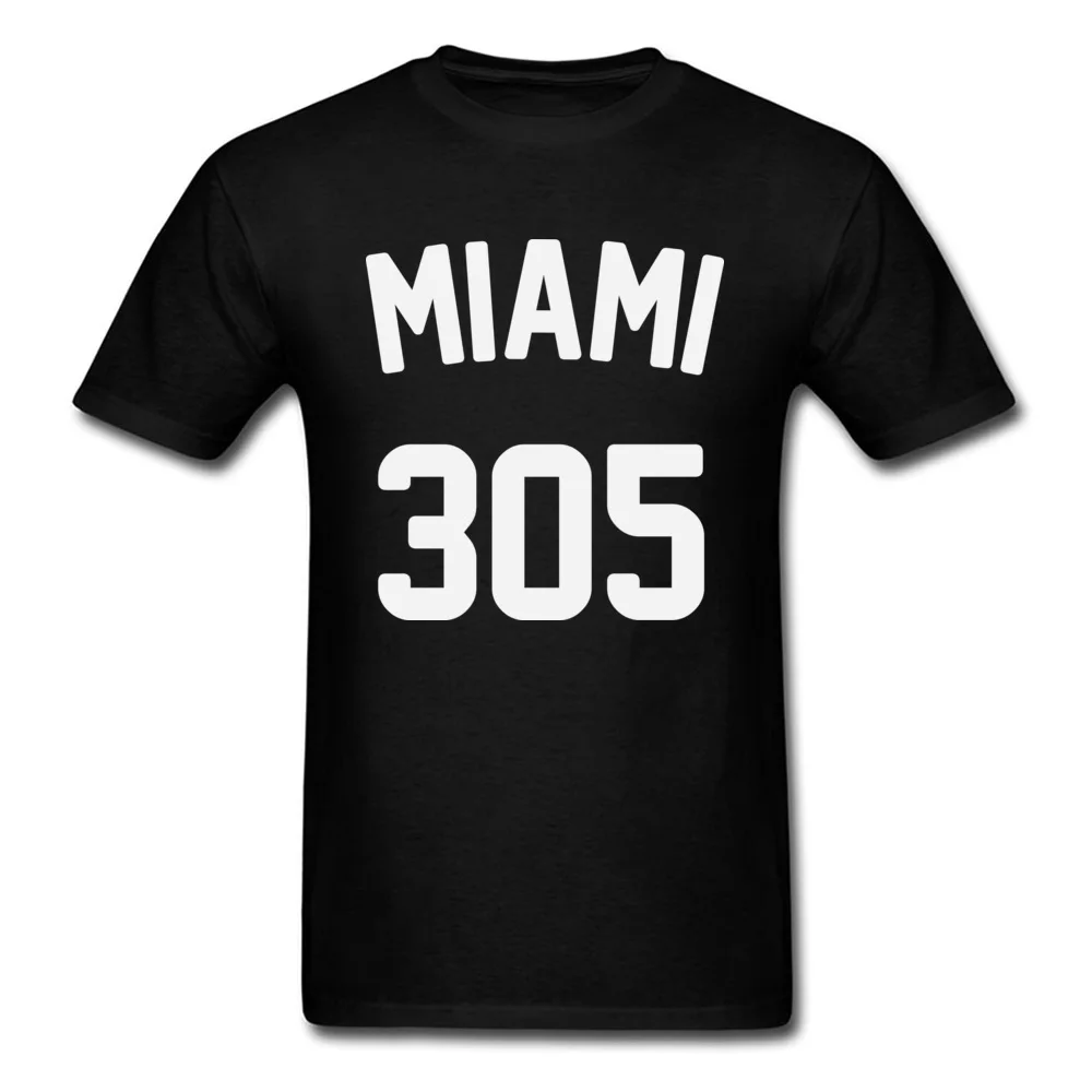 Miami 305 Men 2018 Fashion Tops Shirts Crewneck Summer Fall 100% Cotton T-shirts Simple Style Short Sleeve Clothing Shirt Miami 305 black