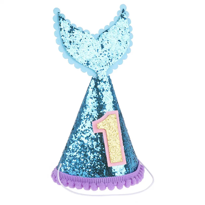 IEFiEL/шапочка для первого дня рождения для малышей, для малышей, блестящие, блестящие, с хвостом русалки, для принцессы, конусные шапки для маленьких девочек и мальчиков, праздничная одежда