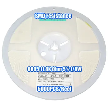

1 Reel 0805 11.8K 11.8K Ohm 5% 1/8W SMD Resistance 5000PCS/Reel