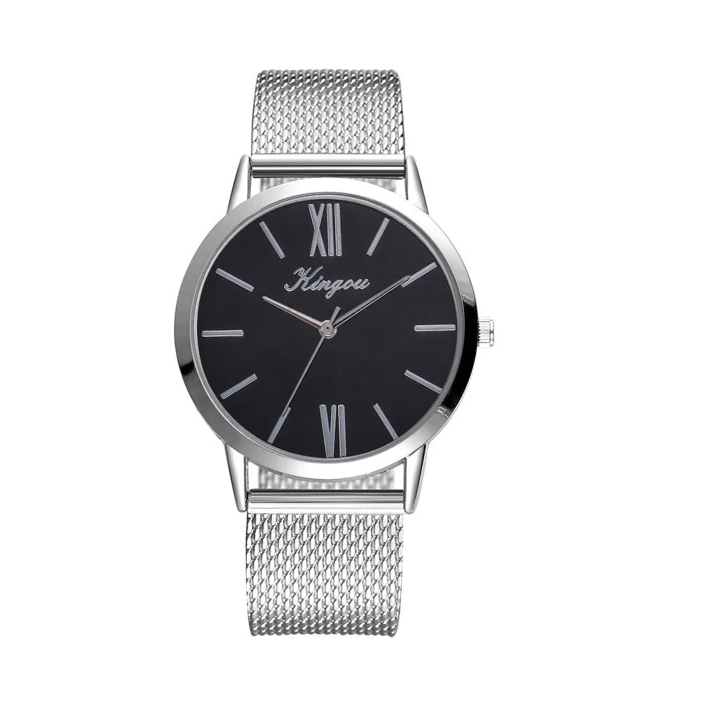 Reloj Mujer золотые и серебряные черные сетчатые круглые женские часы, современный минималистичный стиль, модные женские часы, кварцевые часы# W