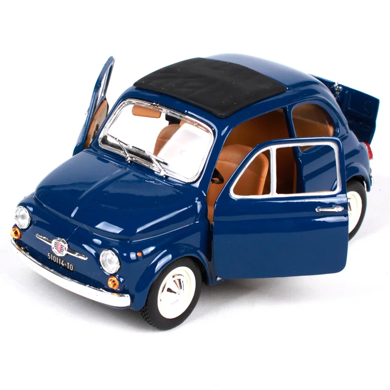 Bburago 1:21 1965 Fiat 500F 500L синий желтый литой автомобиль 135*62*65 мм открытые двери