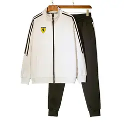 Для мужчин молния тренировочный костюм спортивная куртка на молнии костюм комплект мотобрюки брюки для девочек Jogger пот полосы