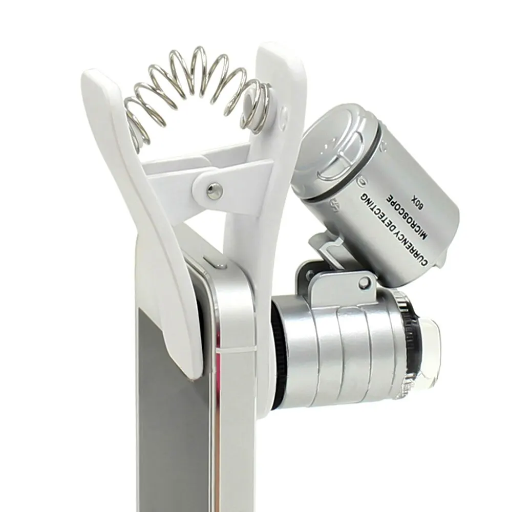 

Led Magnifier Magnification 60x Clip-on Phone Magnifier For Camera Universal Smartphone Mini Microscope Loupe Magnifying Glass