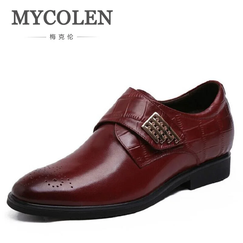 

MYCOLEN Men Shoes Luxury Brand Genuine Leather Black Formal Dress Buckle Straps Comfort Wedding Brogues Shoes Schuhe Herren